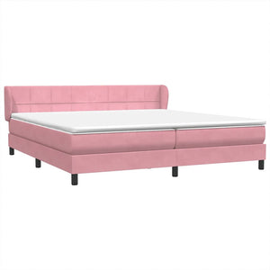 Box Spring κρεβάτι με στρώματα ροζ 200x210 cm Βελούδινο