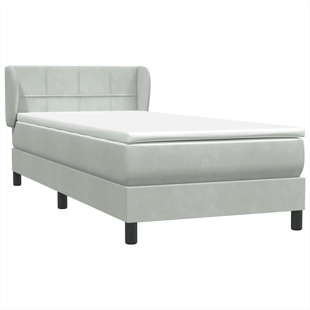 Box Spring κρεβάτι με στρώμα ανοιχτό γκρι 80x220 cm Βελούδινο