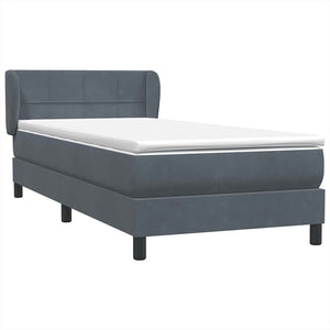 Κρεβάτι Boxspring με Στρώμα Σκούρο Γκρι 80x220 εκ. Βελούδινο