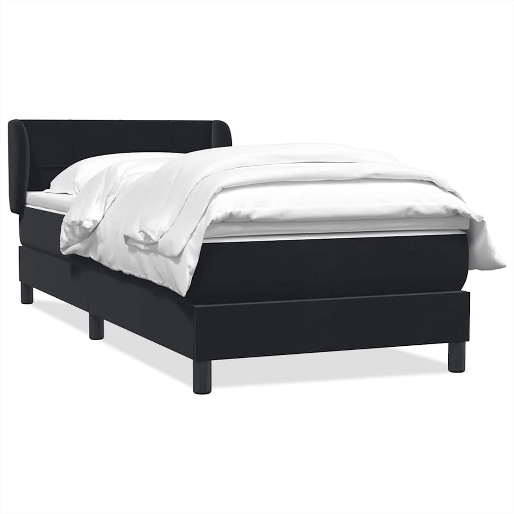 Κρεβάτι Boxspring με Στρώμα Μαύρο 80x220 εκ. Βελούδινο