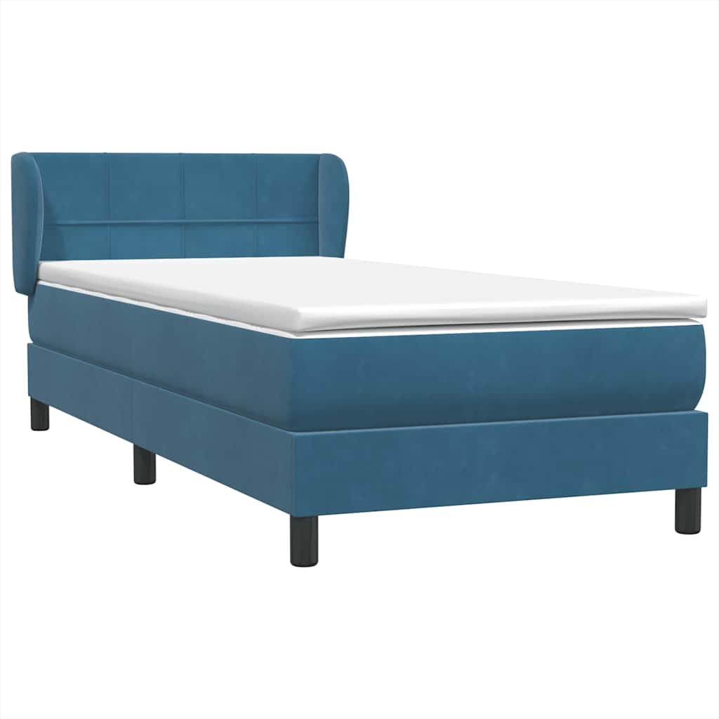 Κρεβάτι Boxspring με Στρώμα Σκούρο Μπλε 80x220 εκ. Βελούδινο