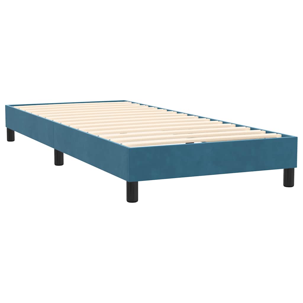 Κρεβάτι Boxspring με Στρώμα Σκούρο Μπλε 80x220 εκ. Βελούδινο
