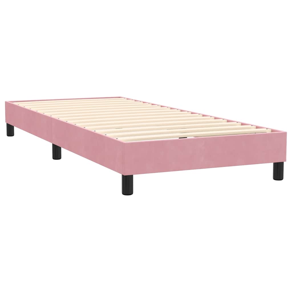 Κρεβάτι Boxspring με Στρώμα Ροζ 90x220 εκ. Βελούδινο