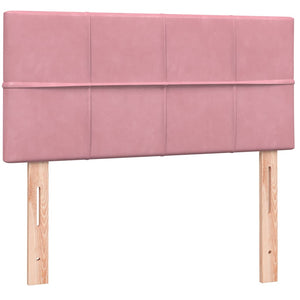 Κρεβάτι Boxspring με Στρώμα Ροζ 90x220 εκ. Βελούδινο - Pakobazaar