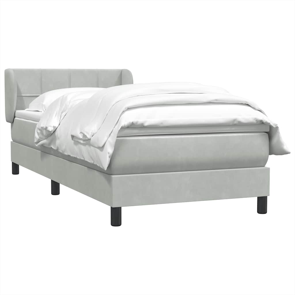 Box Spring κρεβάτι με στρώμα ανοιχτό γκρι 100x220 εκ. Βελούδινο - Pakobazaar