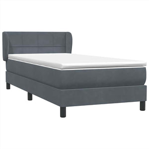 Box Spring Κρεβάτι με στρώμα Σκούρο γκρι 100x220 εκ. Βελούδινο - Pakobazaar