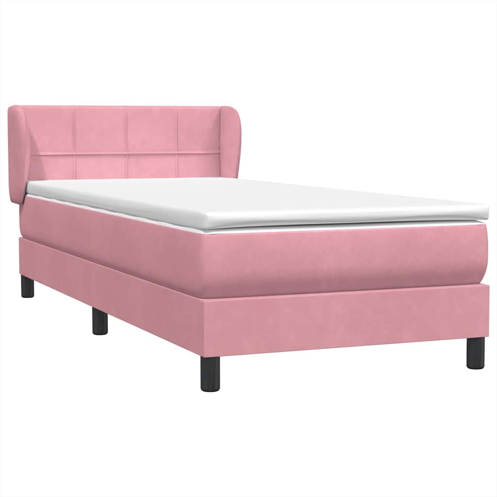 Box Spring κρεβάτι με στρώμα ροζ 100x220 cm Βελούδινο - Pakobazaar