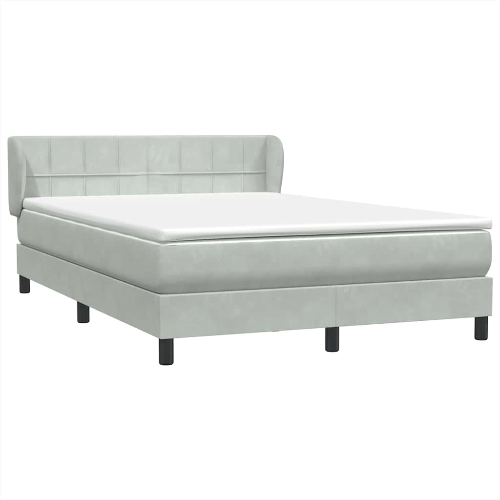 Κρεβάτι Boxspring με Στρώμα Ανοιχτό Γκρι 140x220 εκ. Βελούδινο - Pakobazaar