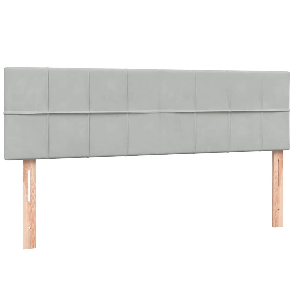 Κρεβάτι Boxspring με Στρώμα Ανοιχτό Γκρι 140x220 εκ. Βελούδινο - Pakobazaar
