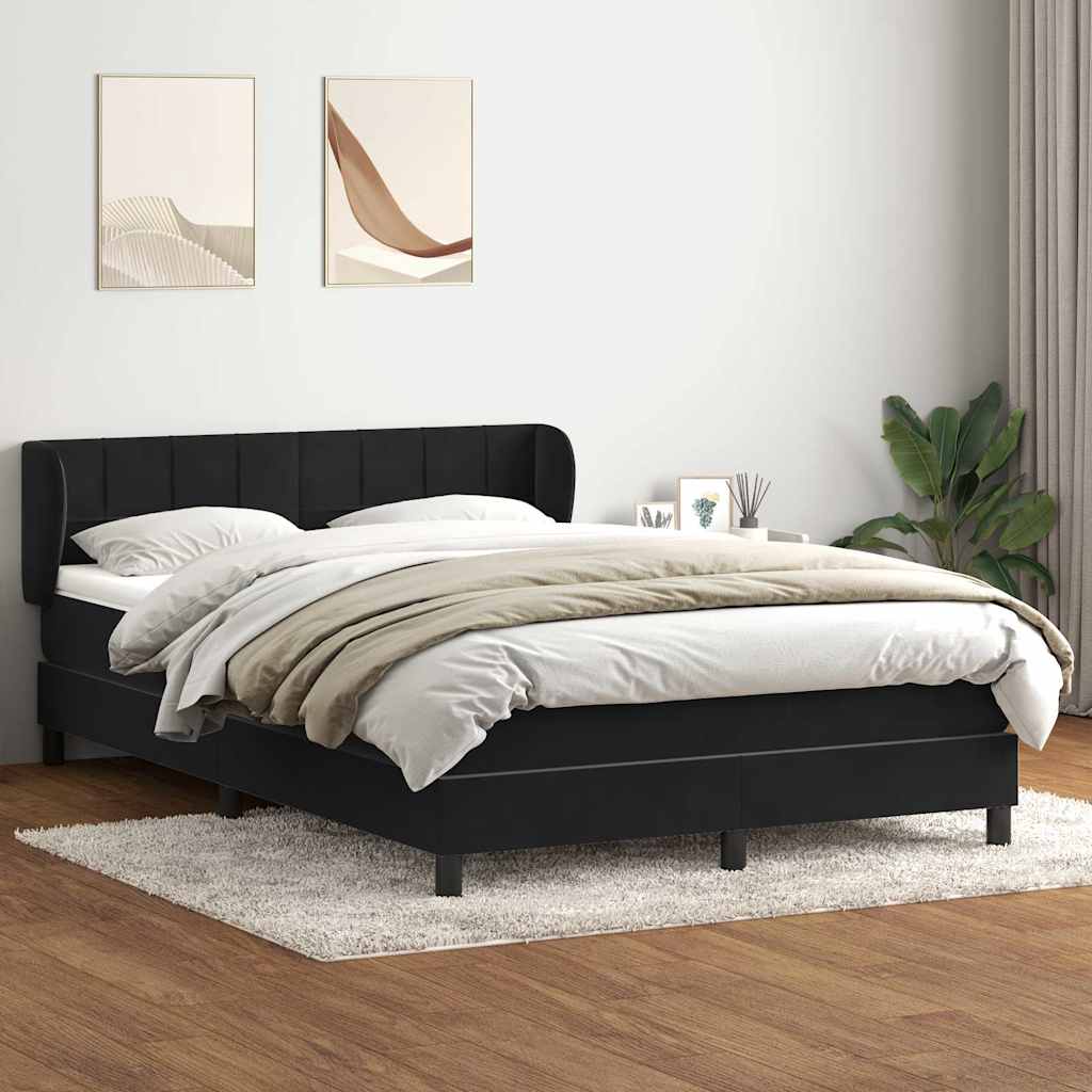 Box Spring Κρεβάτι με στρώμα Μαύρο 140x220 cm Βελούδινο - Pakobazaar