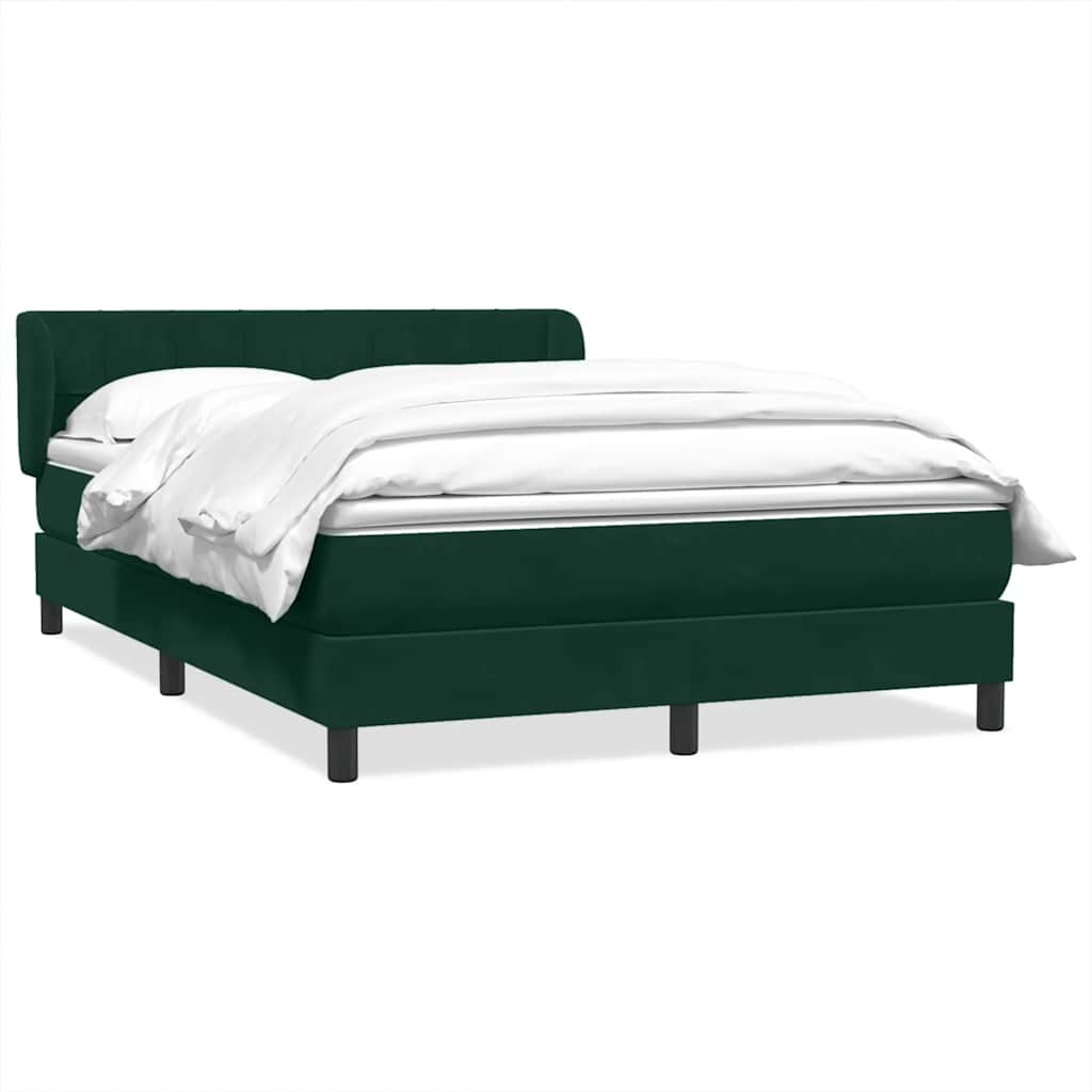 Box Spring Κρεβάτι με στρώμα Σκούρο πράσινο 140x220cm Βελούδινο