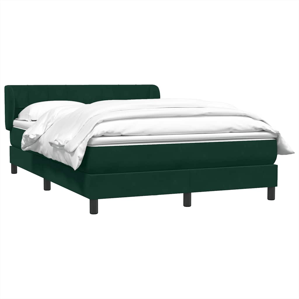 Box Spring Κρεβάτι με στρώμα Σκούρο πράσινο 140x220cm Βελούδινο