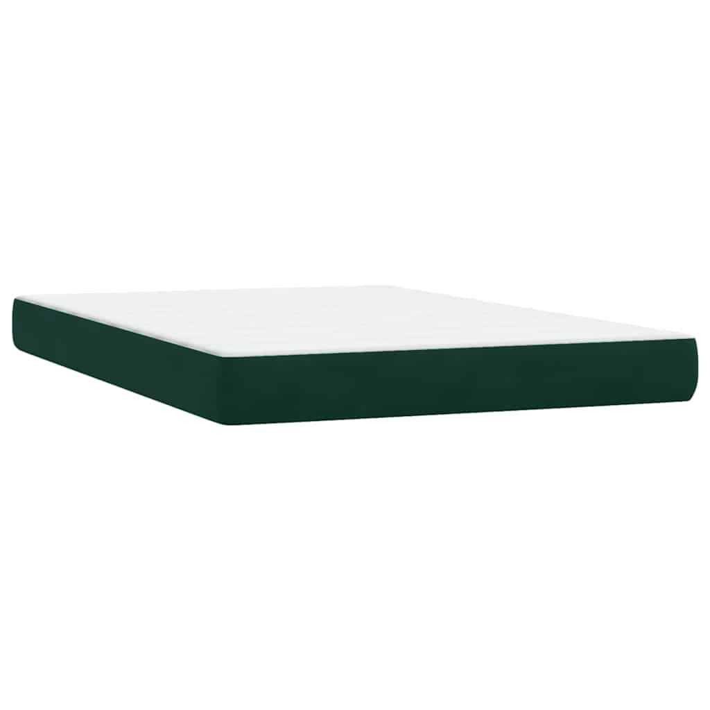 Box Spring Κρεβάτι με στρώμα Σκούρο πράσινο 140x220cm Βελούδινο