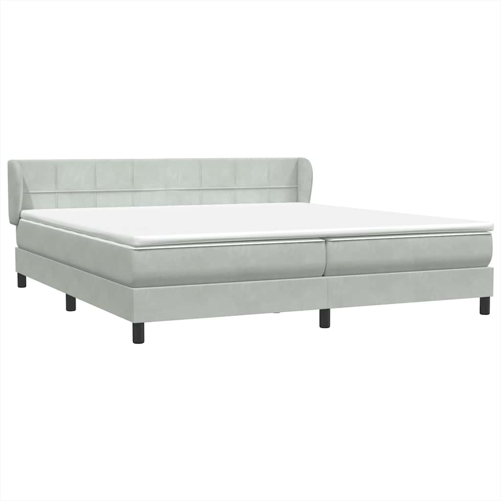Box Spring κρεβάτι με στρώματα ανοιχτό γκρι 180x220cm Βελούδινο - Pakobazaar
