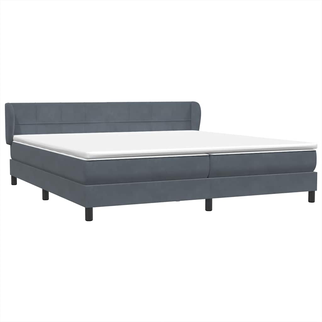Box Spring Κρεβάτι με στρώματα Σκούρο γκρι 180x220 cm Βελούδινο - Pakobazaar