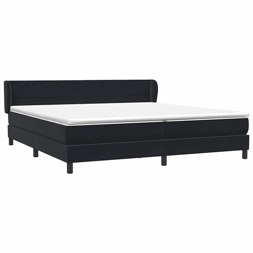 Κρεβάτι Box Spring με στρώματα Μαύρο 180x220 cm Βελούδινο