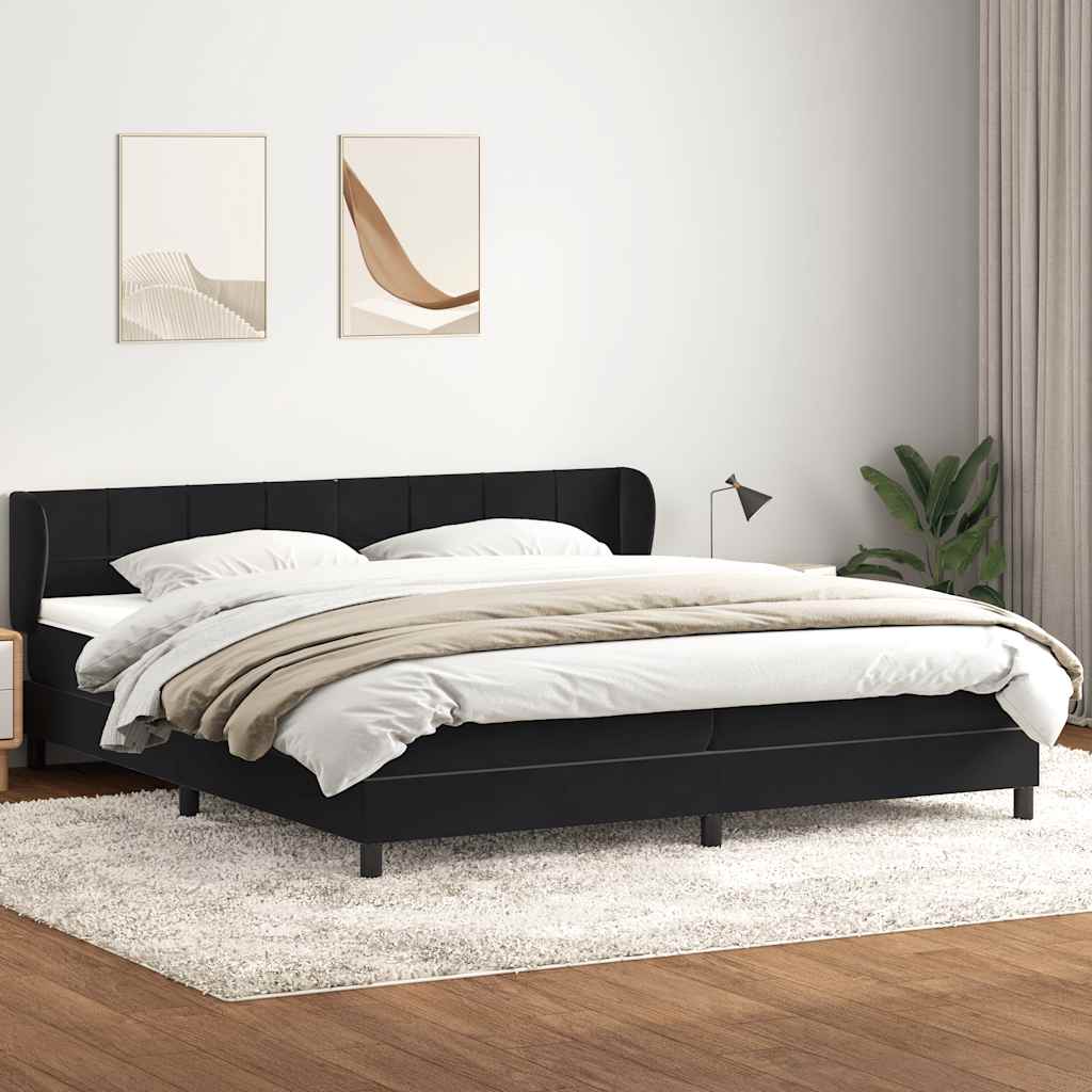 Κρεβάτι Box Spring με στρώματα Μαύρο 180x220 cm Βελούδινο