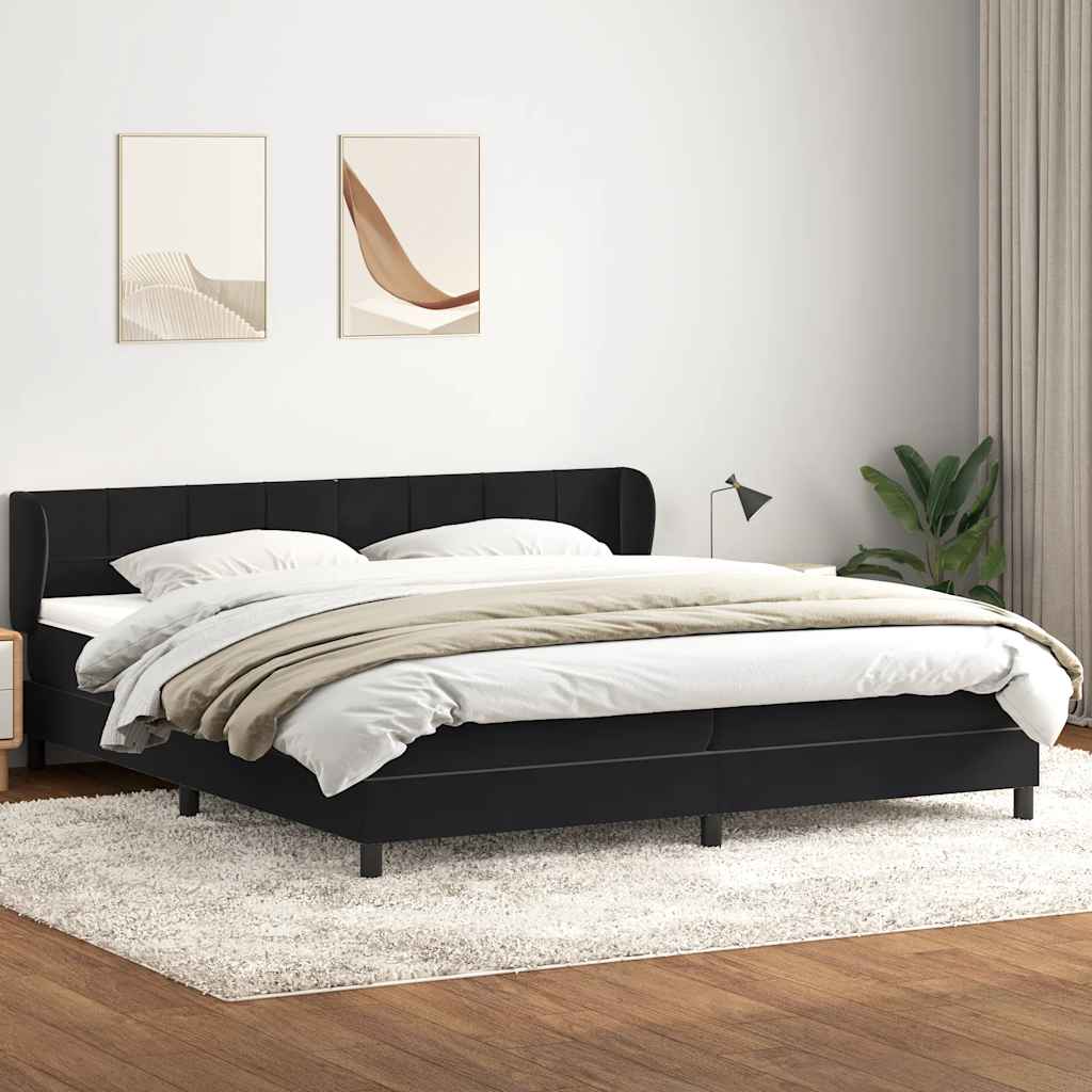 Κρεβάτι Box Spring με στρώματα Μαύρο 200x220 cm Βελούδινο