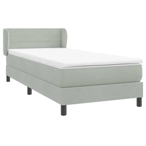 Κρεβάτι Boxspring με Στρώμα Ανοιχτό Γκρι 80x210 εκ. Βελούδινο