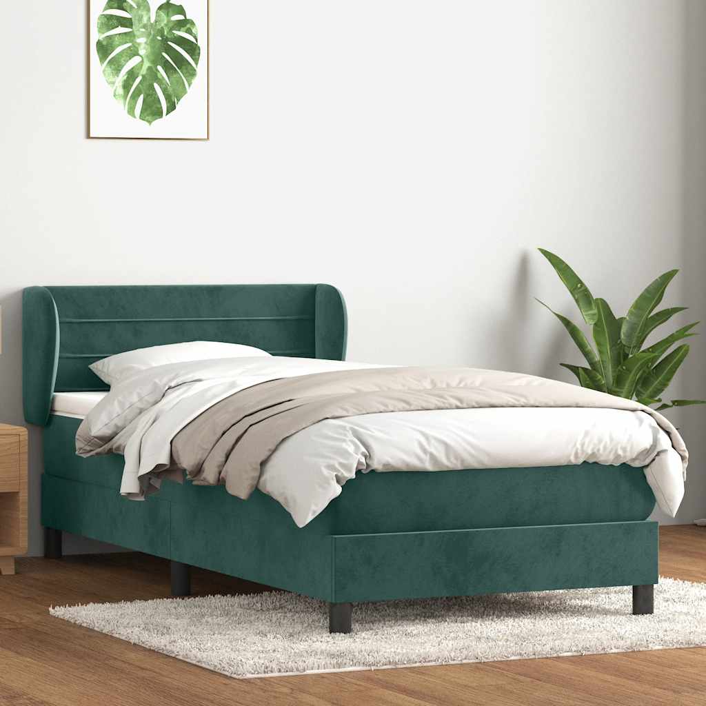 Box Spring Κρεβάτι με στρώμα Σκούρο πράσινο 80x210 cm Velvet - Pakobazaar