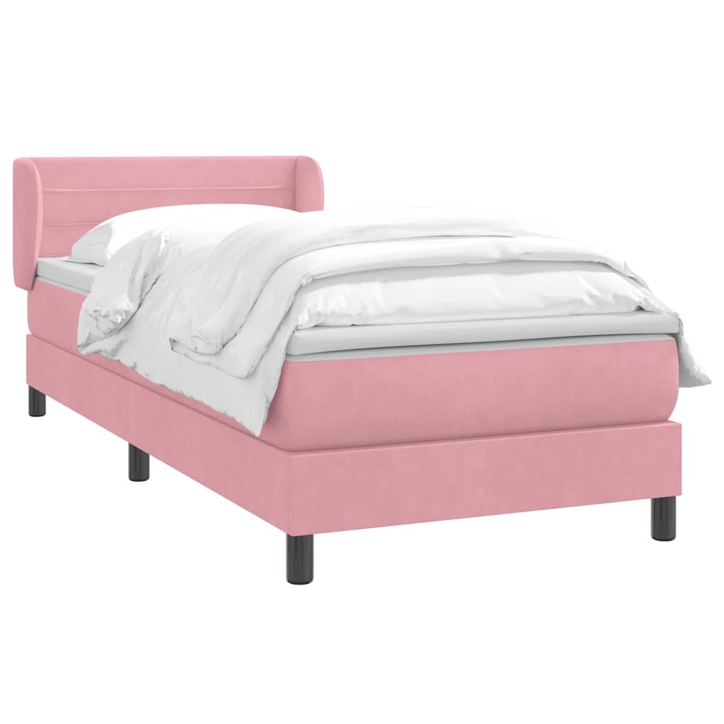 Box Spring κρεβάτι με στρώμα ροζ 80x210 εκ. Βελούδινο - Pakobazaar