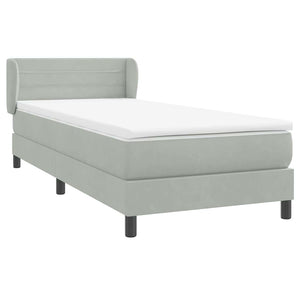 Κρεβάτι Boxspring με Στρώμα Ανοιχτό Γκρι 100x210 εκ. Βελούδινο - Pakobazaar