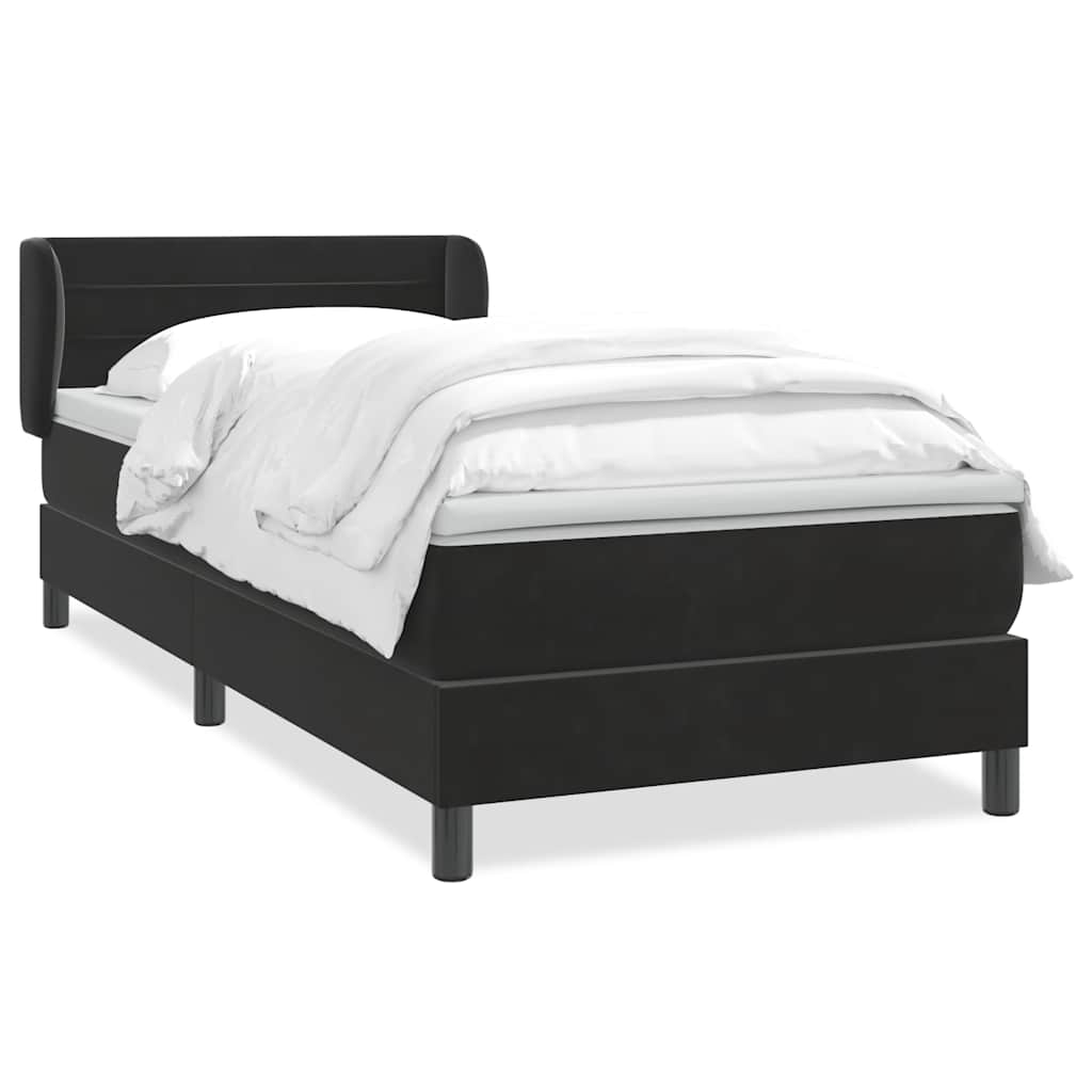 Box Spring Κρεβάτι με στρώμα Μαύρο 100x210 cm Βελούδινο - Pakobazaar