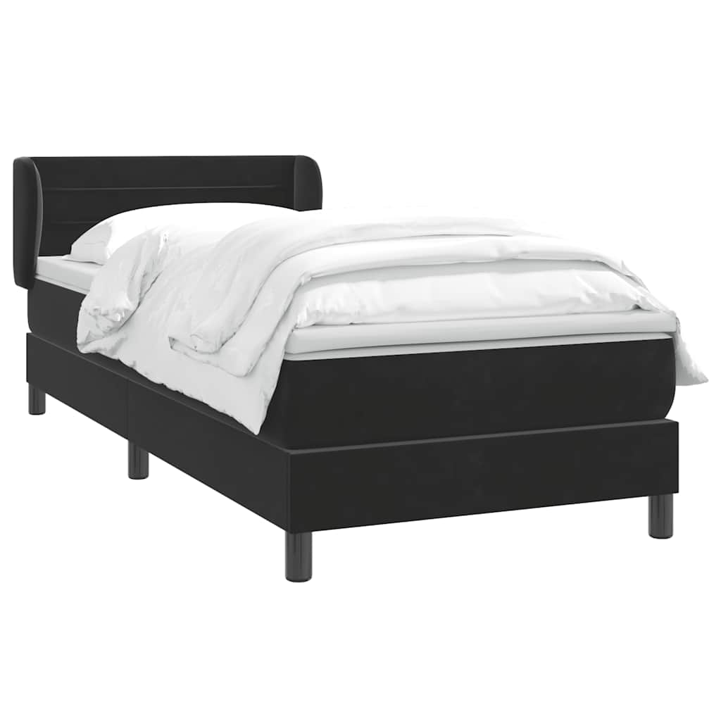 Box Spring Κρεβάτι με στρώμα Μαύρο 100x210 cm Βελούδινο - Pakobazaar