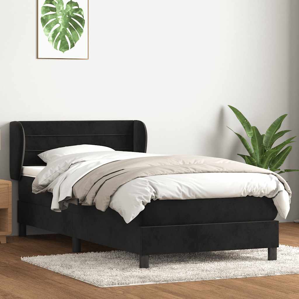 Box Spring Κρεβάτι με στρώμα Μαύρο 100x210 cm Βελούδινο - Pakobazaar