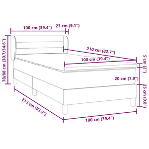 Κρεβάτι Boxspring με Στρώμα Σκούρο Μπλε 100x210 εκ. Βελούδινο - Pakobazaar
