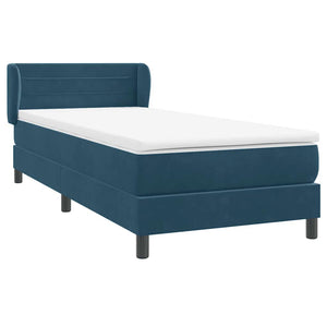 Κρεβάτι Boxspring με Στρώμα Σκούρο Μπλε 100x210 εκ. Βελούδινο - Pakobazaar