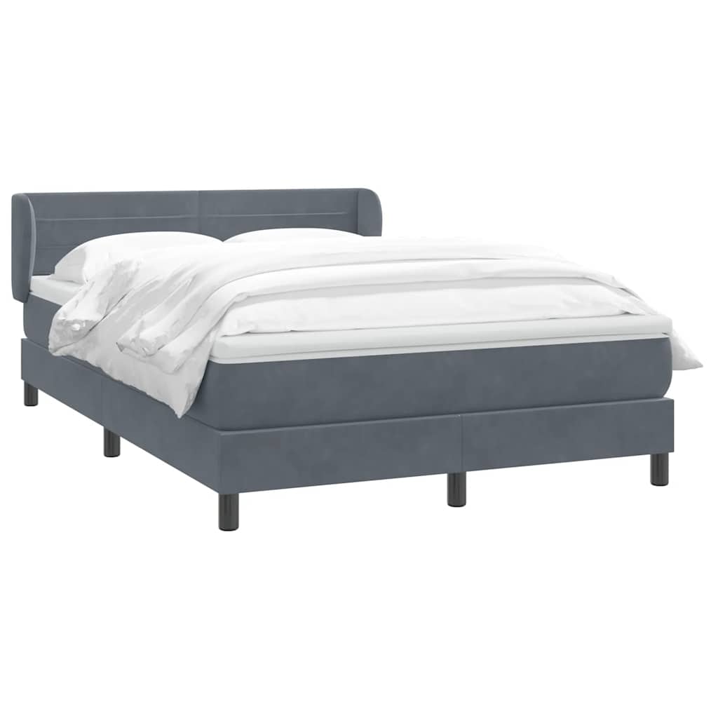 Κρεβάτι Boxspring με Στρώμα Σκούρο Γκρι 140x210 εκ. Βελούδινο