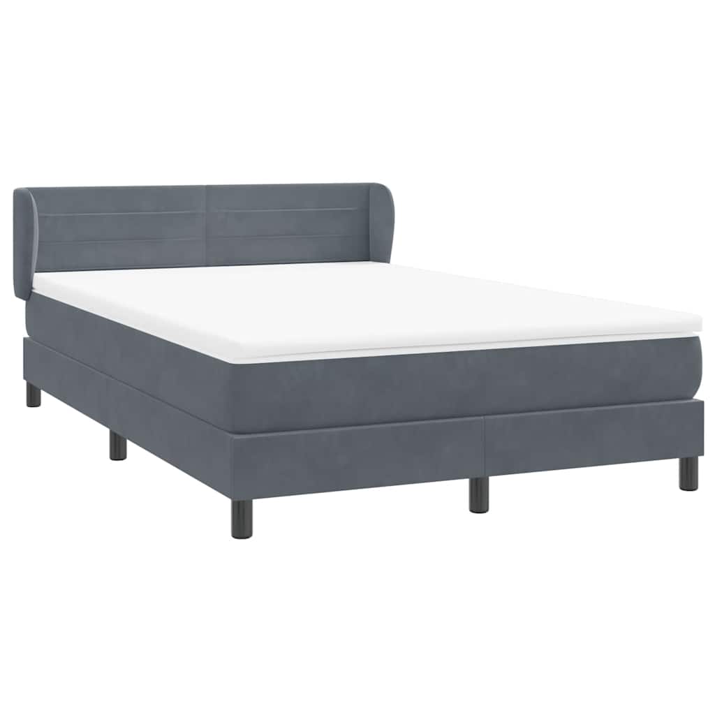Κρεβάτι Boxspring με Στρώμα Σκούρο Γκρι 140x210 εκ. Βελούδινο