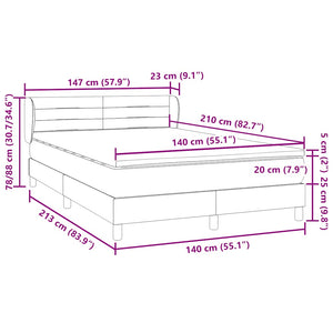 Κρεβάτι Boxspring με Στρώμα Σκούρο Μπλε 140x210 εκ. Βελούδινο