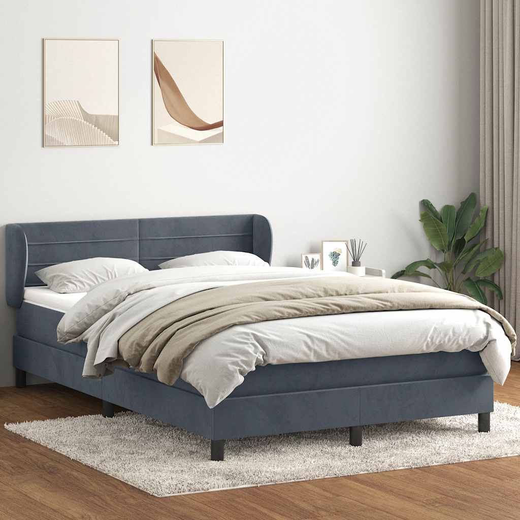 Κρεβάτι Boxspring με Στρώμα Σκούρο Γκρι 160x210 εκ. Βελούδινο - Pakobazaar