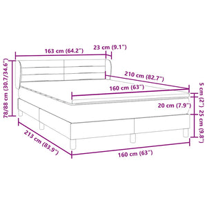Κρεβάτι Boxspring με Στρώμα Μαύρο 160x210 εκ. Βελούδινο
