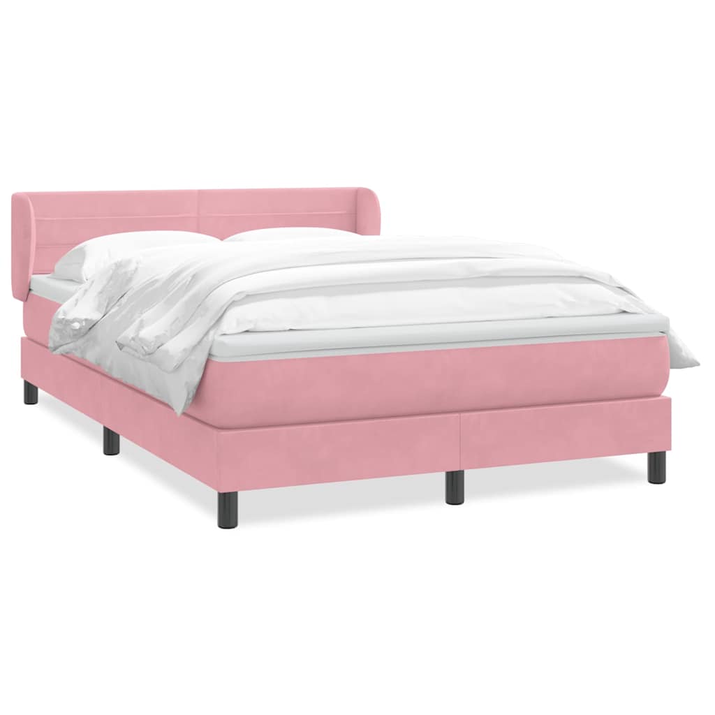 Κρεβάτι Boxspring με Στρώμα Ροζ 160x210 εκ. Βελούδινο