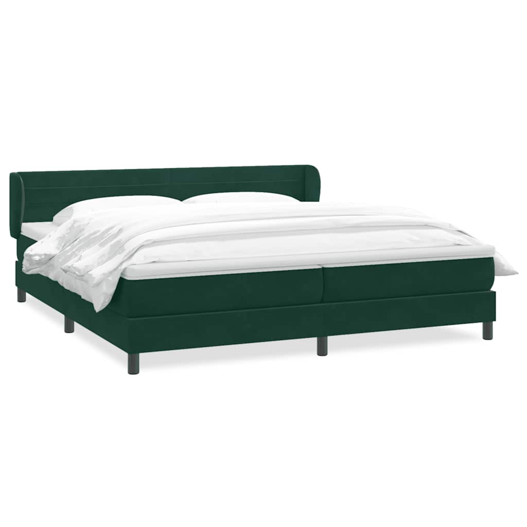 Box Spring Κρεβάτι με στρώματα Σκούρο πράσινο Βελούδινο