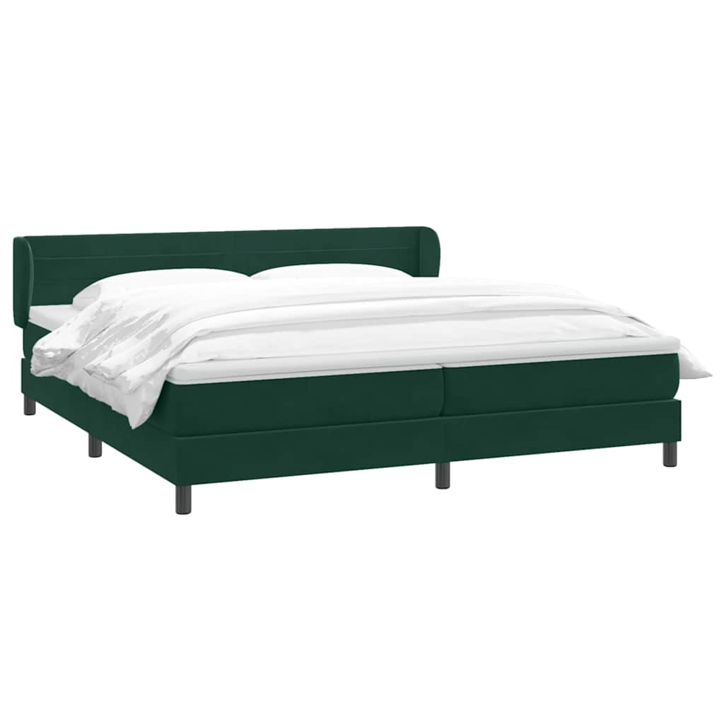 Box Spring Κρεβάτι με στρώματα Σκούρο πράσινο Βελούδινο
