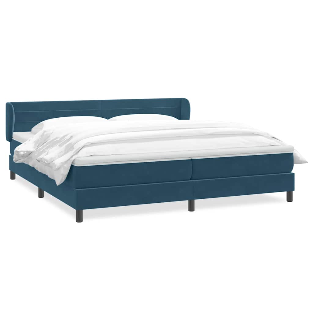 Box Spring Κρεβάτι με στρώματα Σκούρο μπλε 180x210 cm Βελούδινο - Pakobazaar