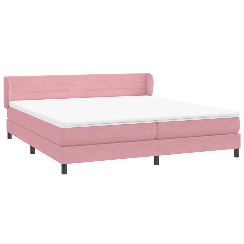 Box Spring κρεβάτι με στρώματα ροζ 180x210 cm Βελούδινο