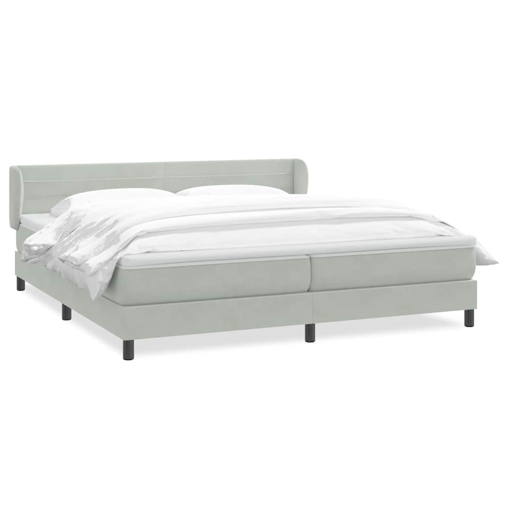 Box Spring κρεβάτι με στρώματα ανοιχτό γκρι 200x210cm Βελούδινο - Pakobazaar