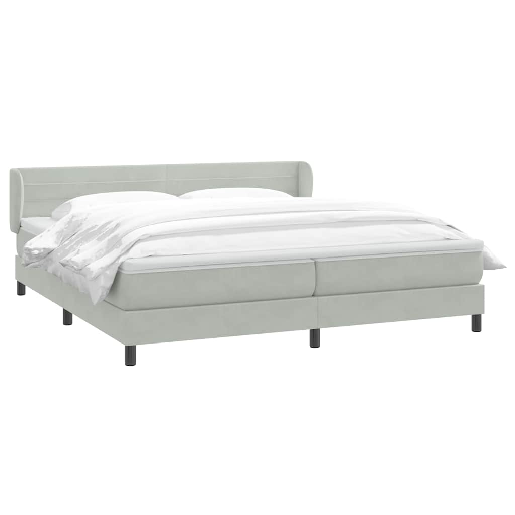 Box Spring κρεβάτι με στρώματα ανοιχτό γκρι 200x210cm Βελούδινο - Pakobazaar