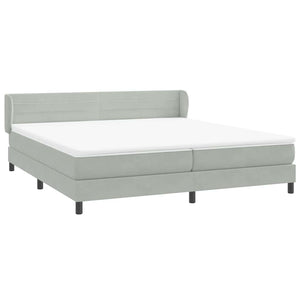 Box Spring κρεβάτι με στρώματα ανοιχτό γκρι 200x210cm Βελούδινο - Pakobazaar
