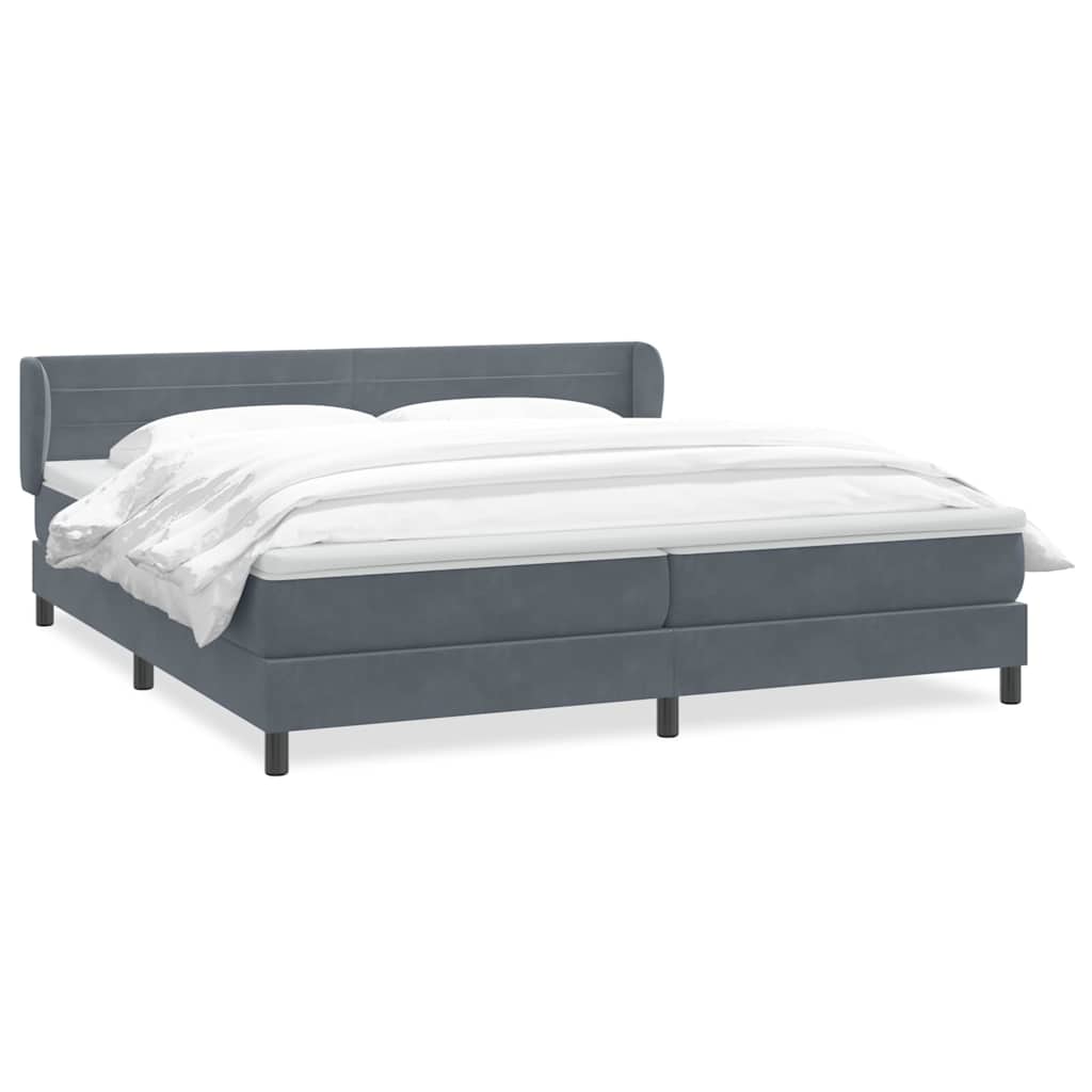 Box Spring Κρεβάτι με στρώματα Σκούρο γκρι 200x210 cm Βελούδινο - Pakobazaar