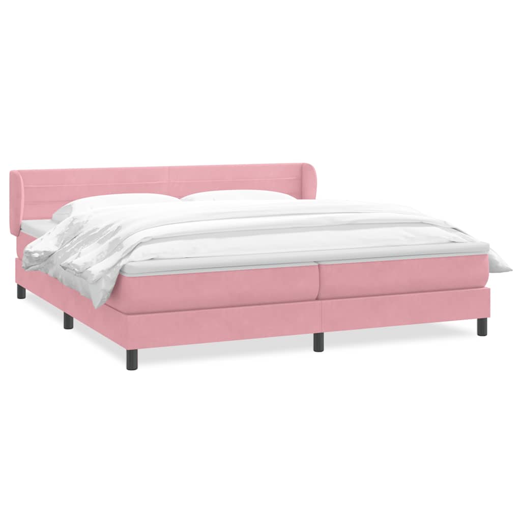 Box Spring κρεβάτι με στρώματα ροζ 200x210 cm Βελούδινο