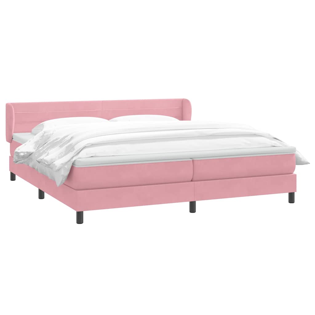 Box Spring κρεβάτι με στρώματα ροζ 200x210 cm Βελούδινο