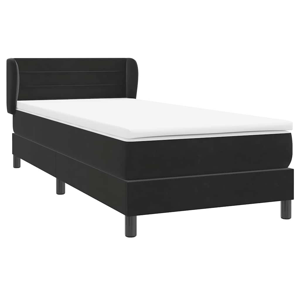 Κρεβάτι Boxspring με Στρώμα Μαύρο 80x220 εκ. Βελούδινο
