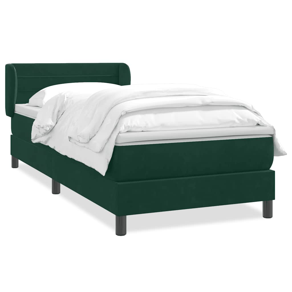 Box Spring κρεβάτι με στρώμα σκούρο πράσινο 80x220εκ. Βελούδινο - Pakobazaar