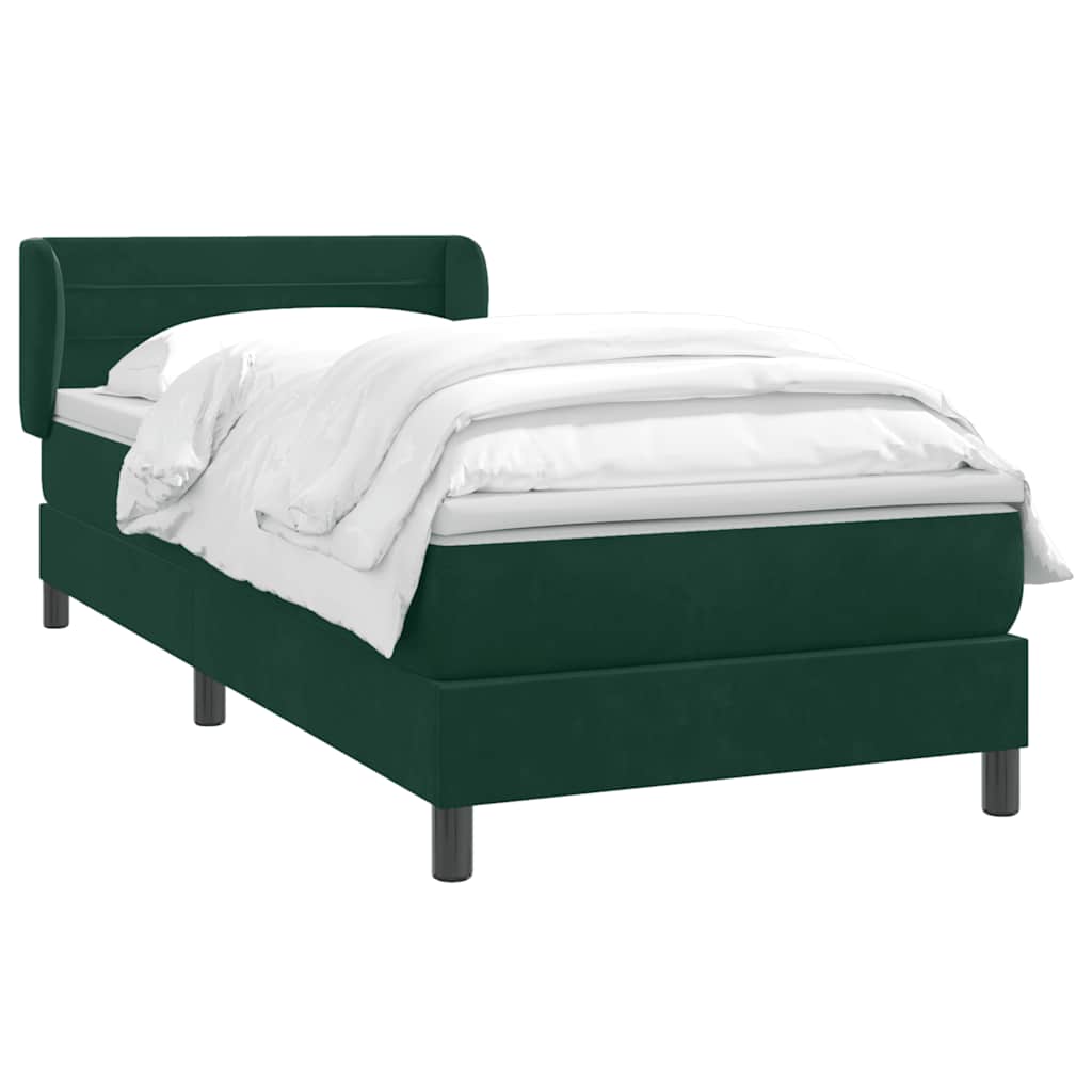 Box Spring κρεβάτι με στρώμα σκούρο πράσινο 80x220εκ. Βελούδινο - Pakobazaar